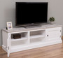 Casa Padrino Landhausstil TV Schrank Wei� / Grau 180 x 46 x H. 56 cm - Massivholz Fernsehschrank mit 2 T�ren - Landhausstil Wohnzimmer M�bel