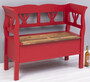 Casa Padrino Landhausstil Sitzbank Rot / Braun 117 x 48 x H. 92 cm - Massivholz Bank mit Stauraum - Massivholz M�bel - Landhausstil M�bel - Landhausstil Einrichtung