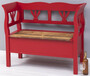 Casa Padrino Landhausstil Sitzbank Rot / Braun 117 x 48 x H. 92 cm - Massivholz Bank mit Stauraum - Massivholz M�bel - Landhausstil M�bel - Landhausstil Einrichtung