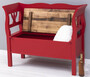 Casa Padrino Landhausstil Sitzbank Rot / Braun 117 x 48 x H. 92 cm - Massivholz Bank mit Stauraum - Massivholz M�bel - Landhausstil M�bel - Landhausstil Einrichtung