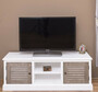 Casa Padrino Landhausstil TV Schrank Wei� / Grau 160 x 46 x H. 56 cm - Massivholz Sideboard - Landhausstil Wohnzimmer M�bel