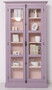 Casa Padrino Landhausstil Vitrine Lila / Rosa 109 x 40 x H. 210 cm - Massivholz Vitrinenschrank mit 2 Glast�ren - Massivholz Schrank - Massivholz M�bel - Landhausstil M�bel
