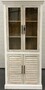 Casa Padrino Landhausstil Vitrine Wei� / Naturfarben 92 x 46 x H. 198 cm - Vitrinenschrank mit 2 Glast�ren und 2 Lamellent�ren