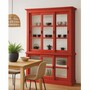 Casa Padrino Landhausstil Vitrine mit 6 Schiebet�ren Rot / Wei� 151 x 47 x H. 220 cm
