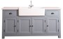 Casa Padrino Landhausstil Waschbeckenschrank Blau / Wei� 180 x 65 x H. 90 cm - Waschtisch mit 4 T�ren und 2 Schubladen