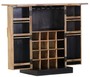 Casa Padrino Designer Barschrank mit 2 T�ren Naturfarben / Gold / Schwarz 59-117 x 48 x H. 113 cm - Massivholz Weinschrank - Barm�bel 
