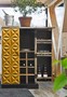 Casa Padrino Designer Barschrank mit 2 T�ren Naturfarben / Gold / Schwarz 59-117 x 48 x H. 113 cm - Massivholz Weinschrank - Barm�bel 