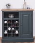 Casa Padrino Landhausstil Weinschrank mit T�r Graublau / Naturfarben 90 x 41 x H. 90 cm - Landhausstil M�bel