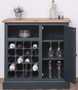 Casa Padrino Landhausstil Weinschrank mit T�r Graublau / Naturfarben 90 x 41 x H. 90 cm - Landhausstil M�bel
