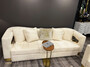 Casa Padrino Luxus 3er Sofa Creme / Gold 260 x 100 x H. 77 cm - Wohnzimmer Sofa - Hotel Sofa - Wohnzimmer M�bel - Hotel M�bel - Luxus M�bel - Luxus Einrichtung - Wohnzimmer Einrichtung