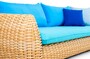 Casa Padrino Luxus 3er Gartensofa Naturfarben / Blau 254 cm