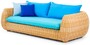 Casa Padrino Luxus 3er Gartensofa Naturfarben / Blau 254 cm