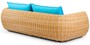 Casa Padrino Luxus 3er Gartensofa Naturfarben / Blau 254 cm