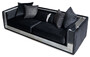Casa Padrino Luxus 3er Sofa Schwarz / Siber 220 x 90 x H. 70 cm - Verspiegeltes Wohnzimmer Sofa - Hotel Sofa - Wohnzimmer M�bel - Hotel M�bel - Luxus M�bel