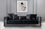 Casa Padrino Luxus 3er Sofa Schwarz / Siber 220 x 90 x H. 70 cm - Verspiegeltes Wohnzimmer Sofa - Hotel Sofa - Wohnzimmer M�bel - Hotel M�bel - Luxus M�bel