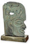 Casa Padrino Luxus Aluminium Deko Skulptur Maya Gesicht Antik Mintgr�n / Grau / Gold 24 x 10,4 x H. 35,4 cm - Aluminium Deko Figur - Wohnzimmer Deko - Schreibtisch Deko