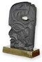 Casa Padrino Luxus Aluminium Deko Skulptur Maya Gesicht Antik Mintgr�n / Grau / Gold 24 x 10,4 x H. 35,4 cm - Aluminium Deko Figur - Wohnzimmer Deko - Schreibtisch Deko