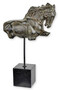 Casa Padrino Luxus Aluminium Deko Skulptur Pferde Torso Antik Grau / Schwarz 28,5 x 10,8 x H. 45,5 cm - Aluminium Deko Figur mit Marmorsockel - Wohnzimmer Deko - Schreibtisch Deko 