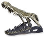 Casa Padrino Luxus Aluminium Deko Skulptur Krokodil Sch�del Silber / Schwarz 36 x 24,2 x H. 30 cm - Aluminium Deko Figur - Wohnzimmer Deko - Schreibtisch Deko 