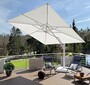 Casa Padrino Luxus Ampelschirm Wei� - Runder Freiarm Sonnenschirm mit 360 Grad Drehfu� - Durchmesser 350 cm