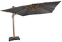 Casa Padrino Luxus Ampelschirm mit St�nder Braun / Grau 300 x 300 cm - Garten Sonnenschirm in Holzoptik - Terrassen Sonnenschirm - Balkon Sonnenschirm - Garten Terrassen Balkon Accessoires