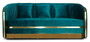 Casa Padrino Art Deco Samt Sofa Gr�nblau / Gold 180 x 78 x H. 80 cm - Wohnzimmer Sofa - Art Deco Wohnzimmer M�bel
