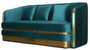 Casa Padrino Art Deco Samt Sofa Gr�nblau / Gold 180 x 78 x H. 80 cm - Wohnzimmer Sofa - Art Deco Wohnzimmer M�bel