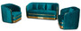 Casa Padrino Art Deco Samt Sofa Gr�nblau / Gold 180 x 78 x H. 80 cm - Wohnzimmer Sofa - Art Deco Wohnzimmer M�bel