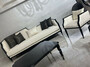 Casa Padrino Luxus Art Deco Sofa Naturfarben / Schwarz / Gold - Wohnzimmer Sofa - Wohnzimmer M�bel - Art Deco M�bel - Luxus M�bel - Art Deco Einrichtung - Luxus Einrichtung
