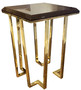 Casa Padrino Luxus Art Deco Beistelltisch Dunkelbraun / Gold 50 x 50 x H. 68 cm - Art Deco Wohnzimmer M�bel 