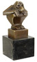 Casa Padrino Luxus Art Deco Bronze Skulptur Affe mit Marmorsockel Bronzefarben / Schwarz 6,2 x 5,6 x H. 12,6 cm - Bronzefigur - Dekofigur - Deko Accessoires 
