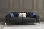 Casa Padrino Luxus Art Deco Chesterfield Sofa Schwarz / Grau / Messingfarben 236 x 99 x H. 86 cm - Edles Wohnzimmer Sofa mit dekorativen Kissen - Luxus Qualit�t