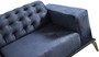 Casa Padrino Luxus Art Deco Chesterfield Sofa Blau / Grau / Schwarz / Messingfarben 236 x 99 x H. 86 cm - Edles Wohnzimmer Sofa mit dekorativen Kissen - Luxus Qualit�t