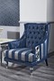 Casa Padrino Luxus Barock Chesterfield Wohnzimmer Sessel Blau / Silber gestreift 77 x 76 x H. 100 cm - Barockm�bel
