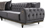 Casa Padrino Luxus Art Deco Chesterfield Wohnzimmer Set Grau / Schwarz / Gold - 1 Ecksofa mit Kissen & 1 Couchtisch - Edle Wohnzimmer M�bel - Luxus Qualit�t