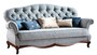 Casa Padrino Luxus Art Deco Chesterfield Wohnzimmer Sofa Vintage Blau / Dunkelbraun 206 x 90 x H. 98 cm - Wohnzimmerm�bel 