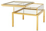 Casa Padrino Luxus Beistelltisch Gold 65 x 65 x H. 55,5 cm - Quadratischer Edelstahl Beistelltisch mit Glasplatte - Vitrine