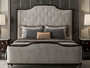 Casa Padrino Luxus Art Deco Doppelbett Grau / Dunkelbraun / Silber - Edles Massivholz Bett mit Kopfteil - Schlafzimmer M�bel - Hotel M�bel - Art Deco M�bel - Luxus Art Deco Einrichtung