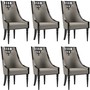 Casa Padrino Luxus Art Deco Esszimmer Stuhl Set Grau / Schwarz 55 x 55 x H. 105 cm - Edles K�chen St�hle 6er Set - Art Deco Esszimmer M�bel