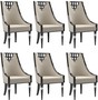 Casa Padrino Luxus Art Deco Esszimmer Stuhl Set Beige / Schwarz / Silber 55 x 55 x H. 105 cm - Edles K�chen St�hle 6er Set - Art Deco Esszimmer M�bel
