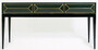 Casa Padrino Luxus Art Deco Konsole Schwarz / Gr�n / Gold 180 x 49 x H. 92 cm - Massivholz Konsolentisch mit 3 Schubladen in 3D Optik - Art Deco M�bel