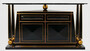 Casa Padrino Luxus Art Deco Sideboard Schwarz / Antik Gold - Prunkvoller handgefertigter Massivholz Schrank mit Marmorplatte - Art Deco M�bel