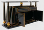 Casa Padrino Luxus Art Deco Sideboard Schwarz / Antik Gold - Prunkvoller handgefertigter Massivholz Schrank mit Marmorplatte - Art Deco M�bel