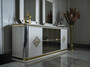Casa Padrino Luxus Art Deco M�bel Set Wei� / Gold - 1 Sideboard & 2 Spiegel - Edel & Prunkvoll