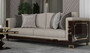 Casa Padrino Luxus Art Deco Sofa Hellgrau / Dunkelbraun Hochglanz / Gold - Handgefertigtes Massivholz Wohnzimmer Sofa mit edlem Samtsoff - Luxus Qualit�t - Art Deco M�bel