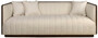Casa Padrino Luxus Sofa Beige / Dunkelbraun 202 x 82,5 x H. 75,5 cm - Wohnzimmer Sofa mit edlem Mindiholz und Sesam Stoff - Wohnzimmer M�bel - Luxus Qualit�t