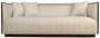 Casa Padrino Luxus Sofa Beige / Dunkelbraun 202 x 82,5 x H. 75,5 cm - Wohnzimmer Sofa mit edlem Mindiholz und Sesam Stoff - Wohnzimmer M�bel - Luxus Qualit�t