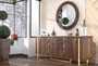 Casa Padrino Luxus Art Deco Sideboard Braun / Gold 200 x 42 x H. 80 cm - Edler Massivholz Schrank mit 2 T�ren und 3 Schubladen - Art Deco M�bel - Luxus M�bel