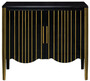 Casa Padrino Luxus Art Deco Sideboard Schwarz / Gold 100 x 50 x H. 90 cm - Edler Massivholz Schrank mit 2 T�ren - Art Deco Wohnzimmer M�bel