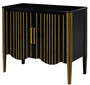 Casa Padrino Luxus Art Deco Sideboard Schwarz / Gold 100 x 50 x H. 90 cm - Edler Massivholz Schrank mit 2 T�ren - Art Deco Wohnzimmer M�bel